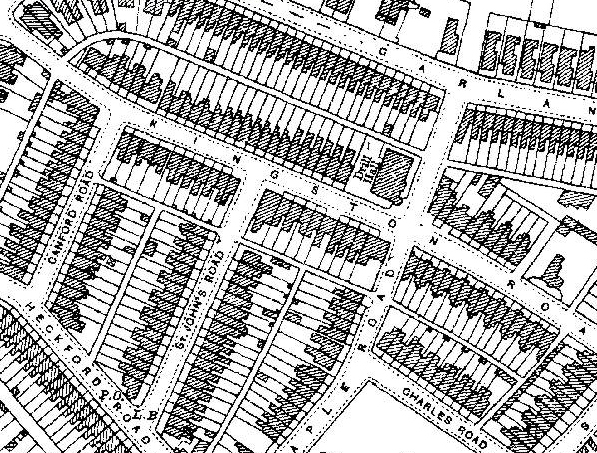 Excerpt fom 1925 Ordnance Survey map of Poole showing location of Kingston Road Drill Hall